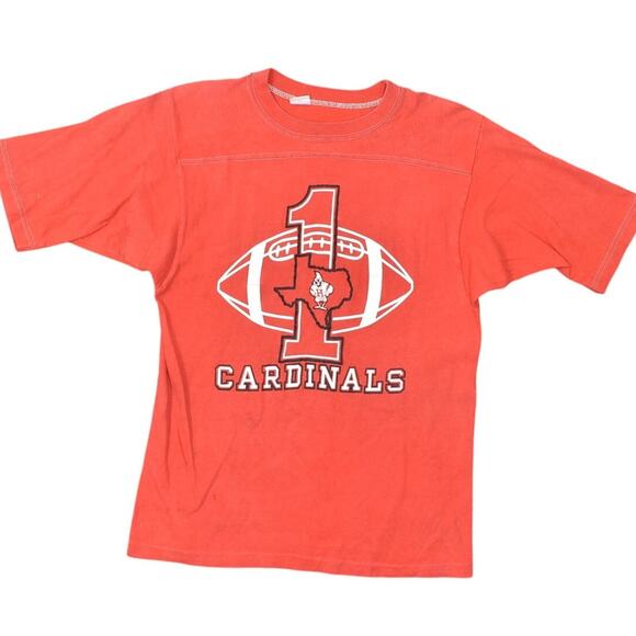 Champion NFL Cardinals #1 Single Stiched VTG Red Cotton T-Shirt Men's M STAIN - Picture 1 of 8
